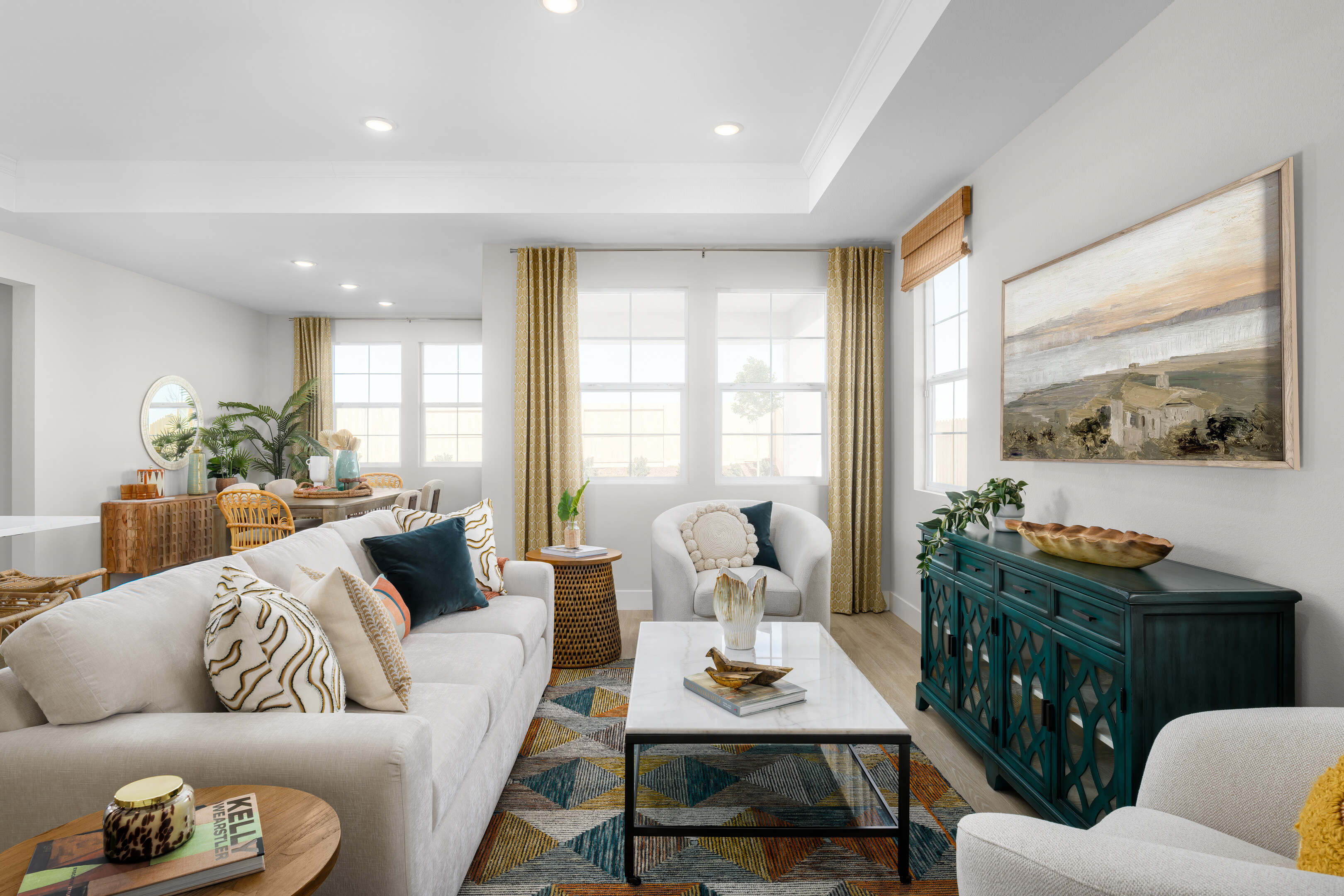 Great room with ceiling treatment